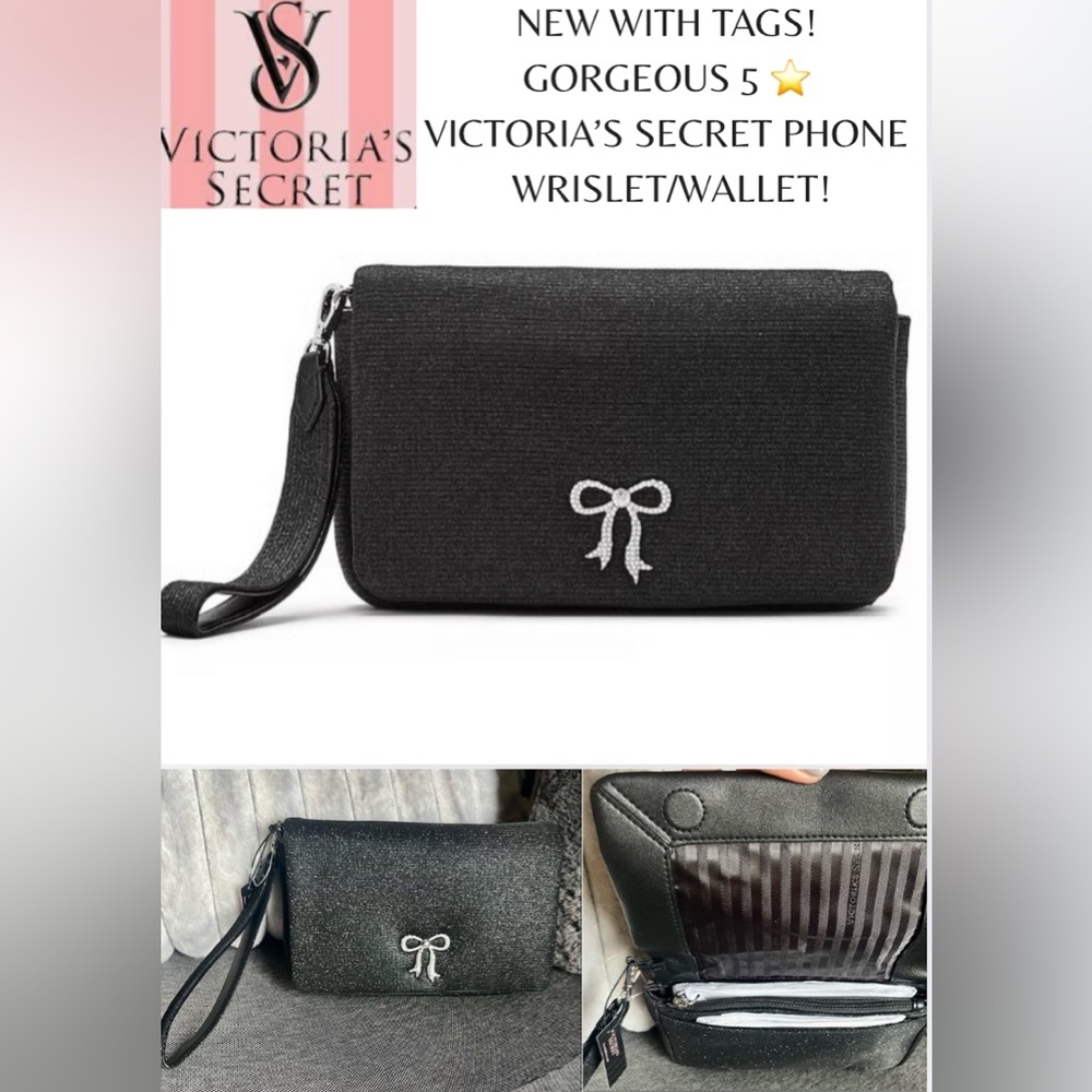 NWT! VICTORIA’S SECRET SPARKLY BOW LUXURY PHONE WRISTLET! 7in. X 4in! 5 ⭐️’S!